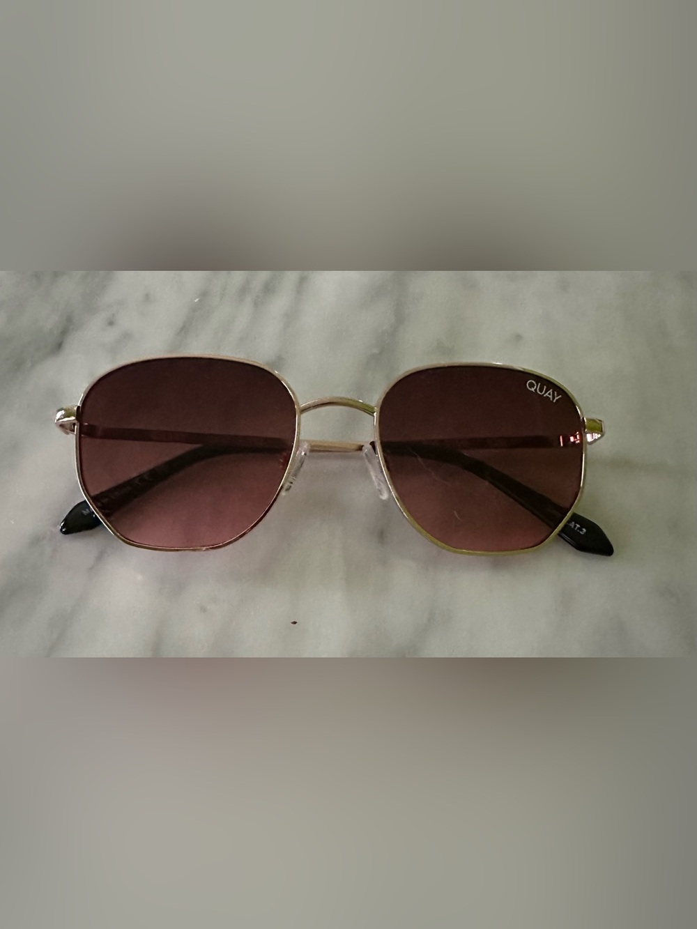 Quay Australia Gold Frame Sunglasses with Brown Lenses